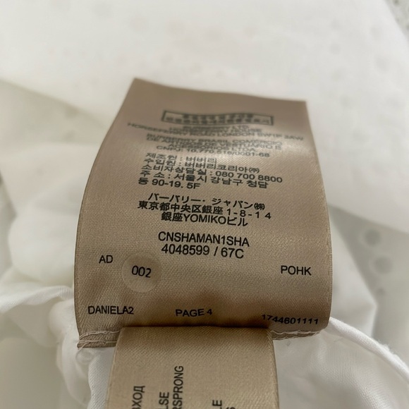 BURBERRY London Daniela Eyelet White Collarless Women’s Shirtdress Size US 6 New - Picture 12 of 17